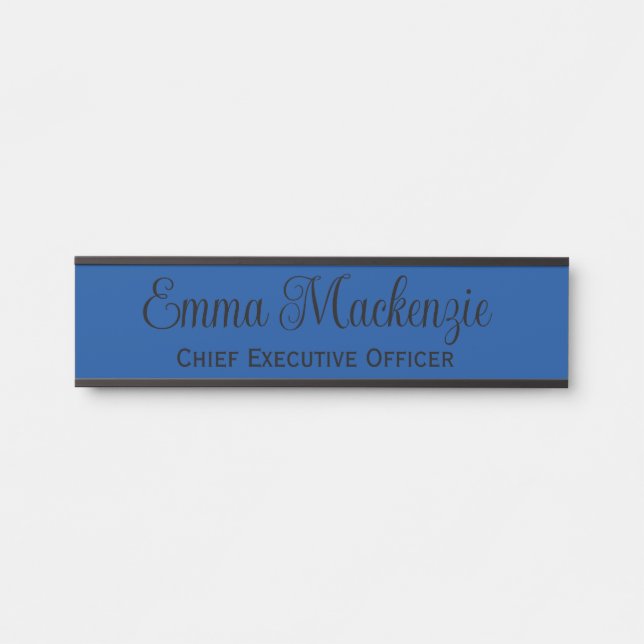 Blue Script Door Sign for Office (Front)