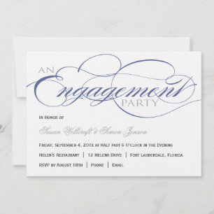 Blue Script Engagement Party Invitation