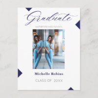 Blue Script High School Senior Grad Announcement