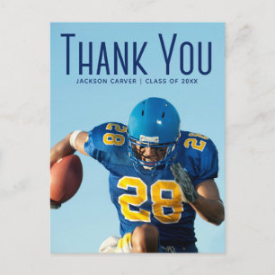 Blue Script Overlay Graduate Photo Thank You Postcard