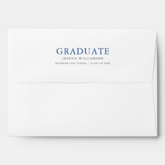 Blue Script Return Address Mailing Graduation Envelope