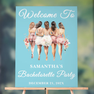 Blue Script Winter Bachelorette Party Welcome Acrylic Sign