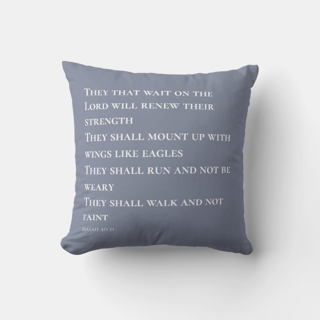 Blue Scripture Verse Isaiah 40 Cushion (Front)