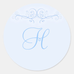 Blue Scroll   Wedding  Stickers