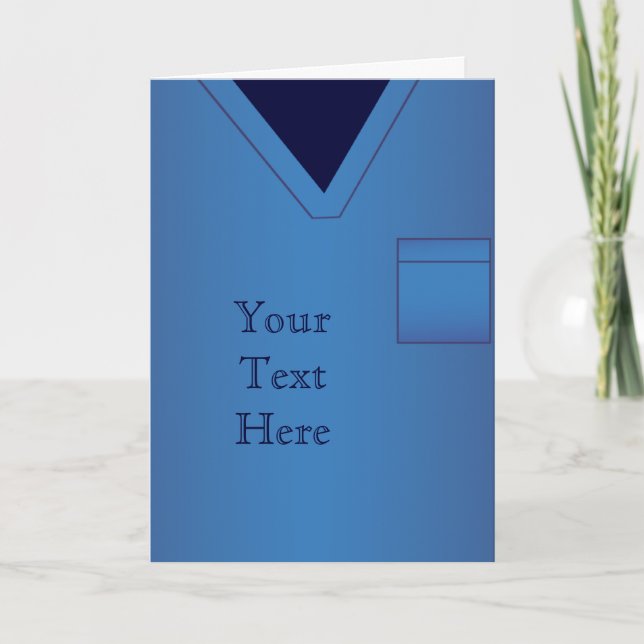 Blue Scrubs Medical Uniform Greeting Card (Front)