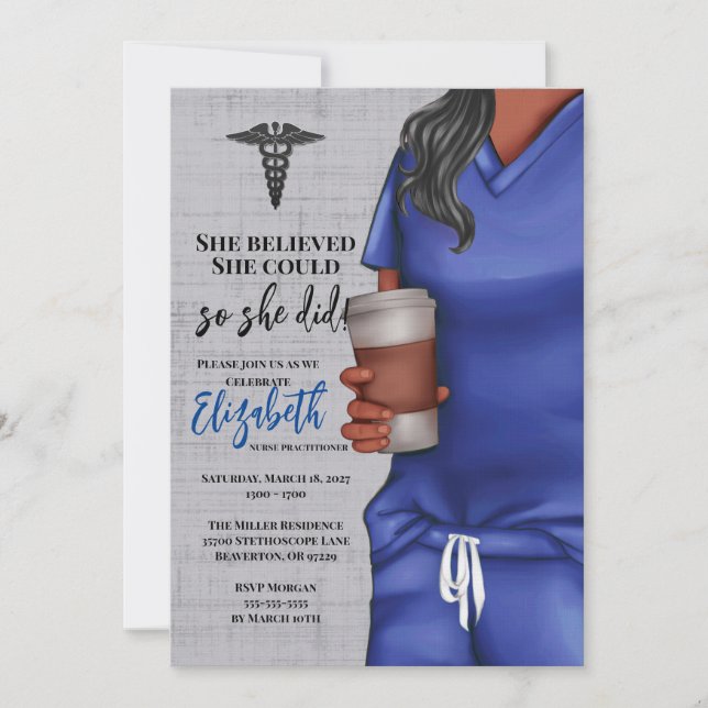 Blue Scrubs Nursing School Graduation Invitation (Front)