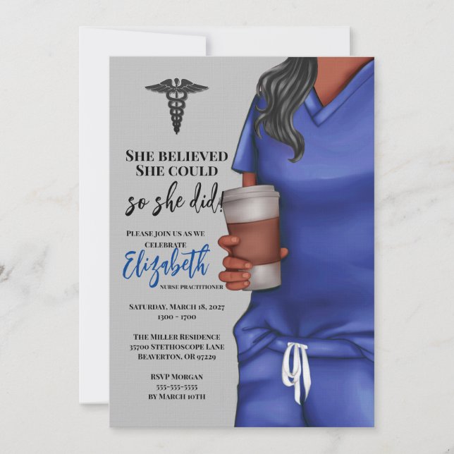 Blue Scrubs Nursing School Graduation Invitation (Front)