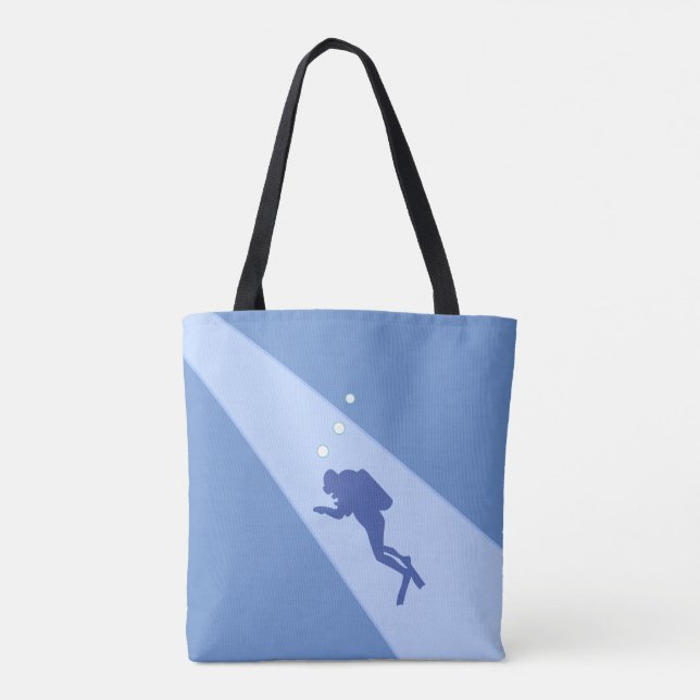 Blue Scuba Diver Tote Bag (Back)