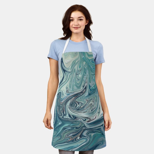 Blue Sea Abstract Painting Apron (Worn)