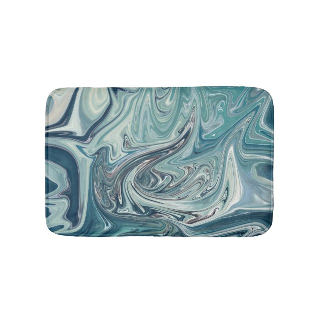 Blue Sea Abstract Painting Bath Mat (Front)