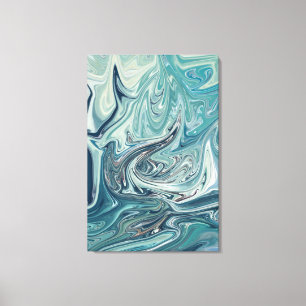 Blue Sea Abstract Painting Canvas Print