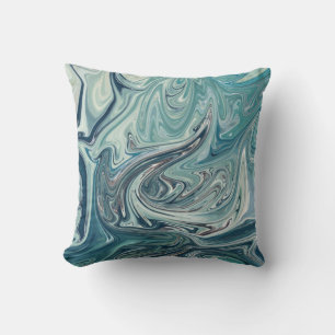 Blue Sea Abstract Painting Cushion