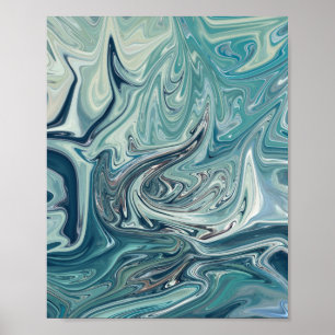 Blue Sea Abstract Painting Poster