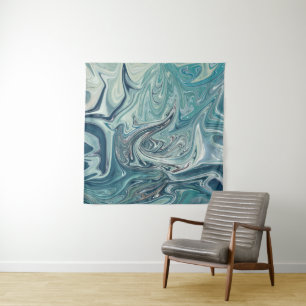 Blue Sea Abstract Painting Tapestry