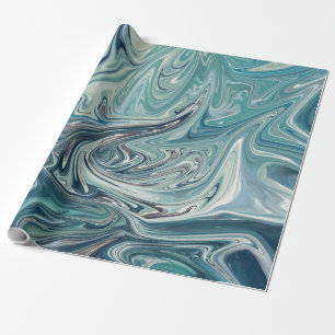 Blue Sea Abstract Painting Wrapping Paper