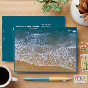 Blue Sea Beach Wedding Envelope