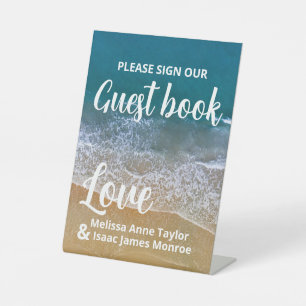 Blue Sea Beach Wedding Pedestal Sign