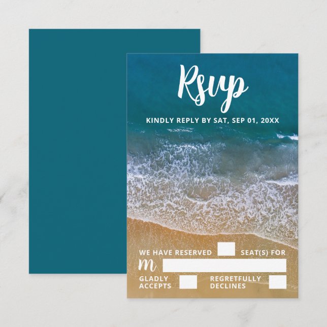 Blue Sea Beach Wedding RSVP (Front/Back)