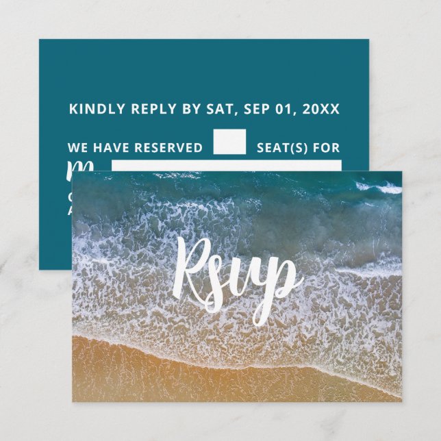 Blue Sea Beach Wedding RSVP Card (Front/Back)