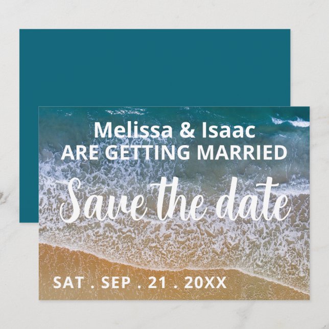 Blue Sea Beach Wedding Save The Date (Front/Back)