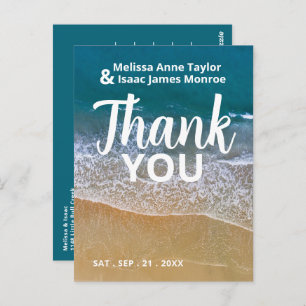 Blue Sea Beach Wedding Thank You Postcard