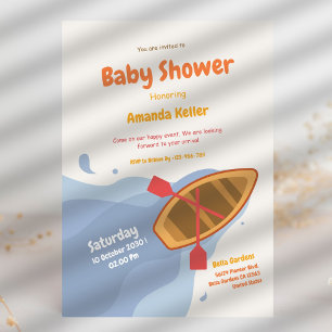 Blue Sea Boat Baby Shower Invitation