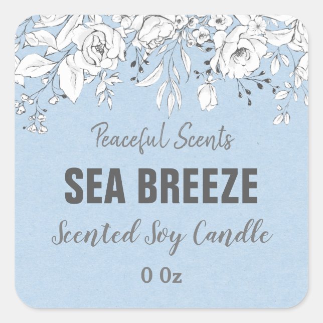 Blue Sea Breeze Soy Candle Product Labels (Front)