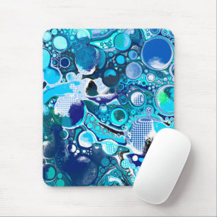 Blue Sea Bubbles Abstract Art Mouse Mat