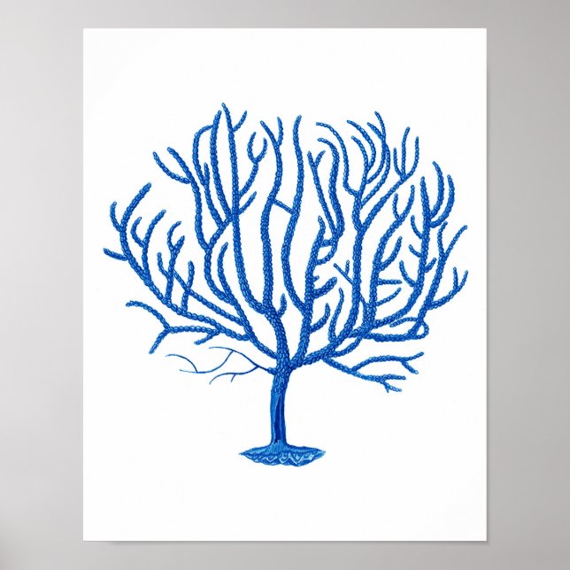 Blue Sea Coral Art Print #4 Beach decor (Front)