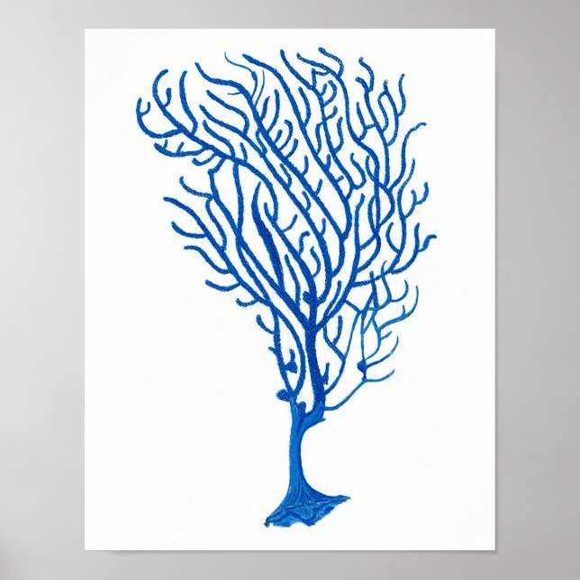 Blue Sea Coral Print #5 Beach Wall Decor (Front)