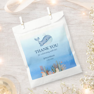 Blue Sea Coral Reef Cute Whale Birthday Thank You Favour Bags