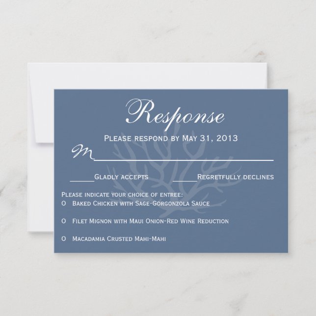Blue Sea Coral RSVP Response Cards (Front)