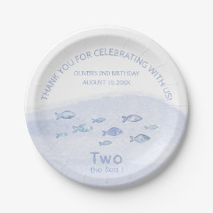 Blue sea fish 2nd boy birthday party Paper Plate