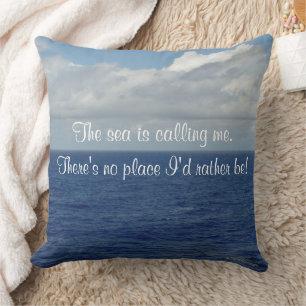 Blue Sea Fluffy Clouds Personalised Pillow
