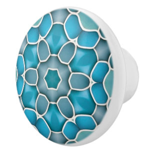 Blue Sea Glass - Aqua & Pale Teal Bathroom Ceramic Knob
