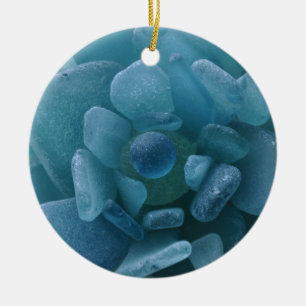 Blue Sea Glass Flower Ceramic Tree Decoration