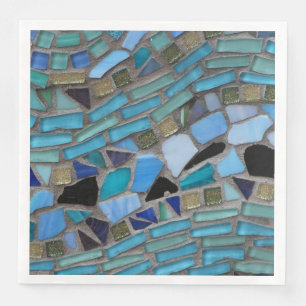 Blue Sea Glass Mosaic Dinner Paper Napkin