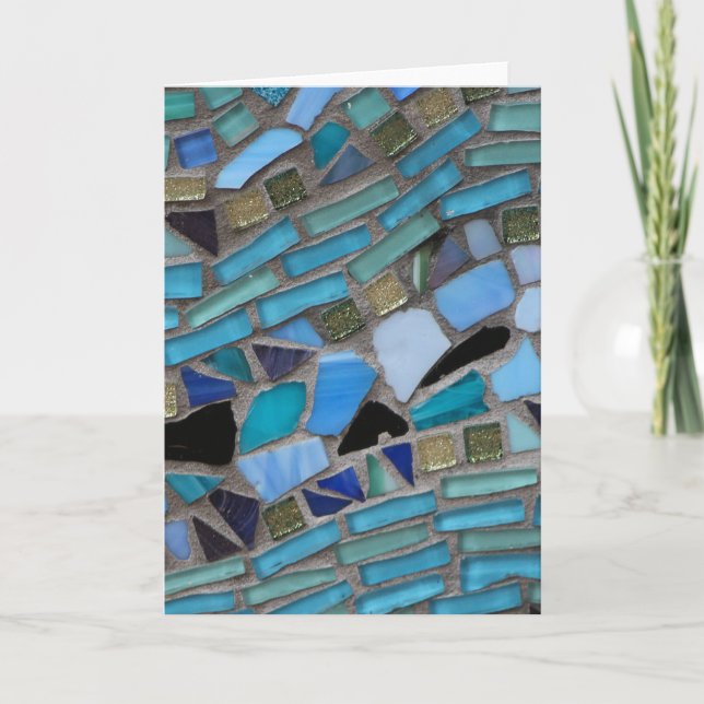 Blue Sea Glass Mosaic Greeting Card (Front)