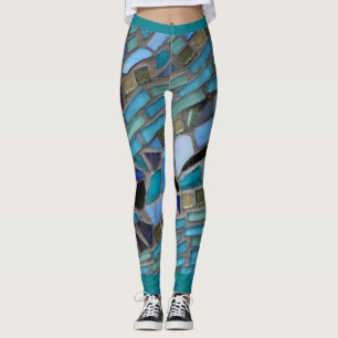 Blue Sea Glass Mosaic Leggings