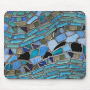 Blue Sea Glass Mosaic Mouse Mat