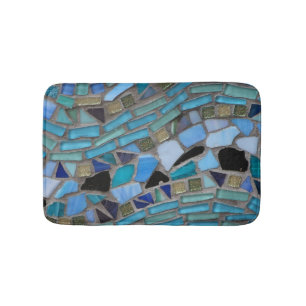 Blue Sea Glass Mosaic Small Bath Mat