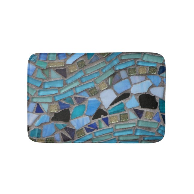 Blue Sea Glass Mosaic Small Bath Mat (Front)