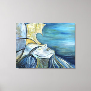 Blue Sea Goddess Surreal Whimsical Fantasy Mystic Canvas Print