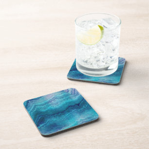 Blue Sea Green Agate Texture Coaster