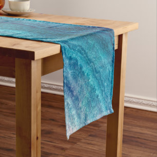 Blue Sea Green Agate Texture Short Table Runner