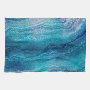 Blue Sea Green Agate Texture Tea Towel