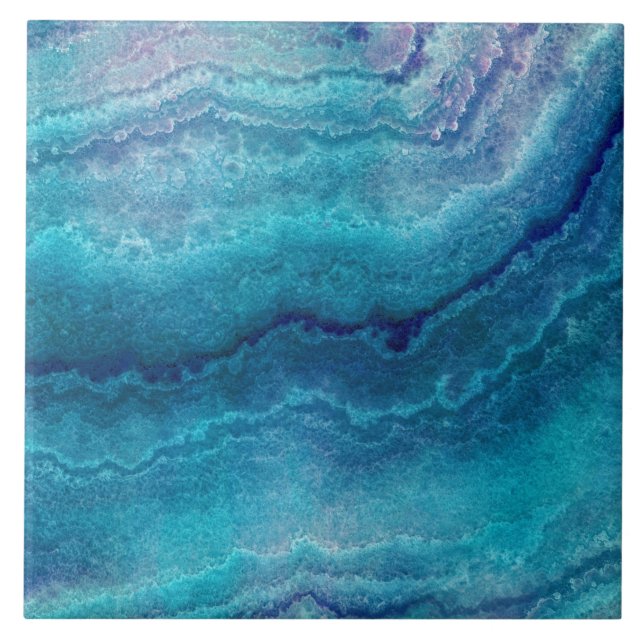 Blue Sea Green Agate Texture Tile (Front)