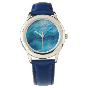 Blue Sea Green Agate Texture Watch
