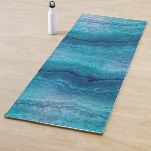 Blue Sea Green Agate Texture Yoga Mat