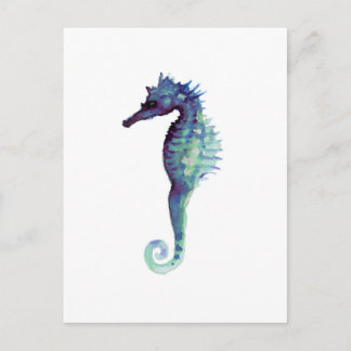 Blue sea horse design nautical oceanic seahorses postcard